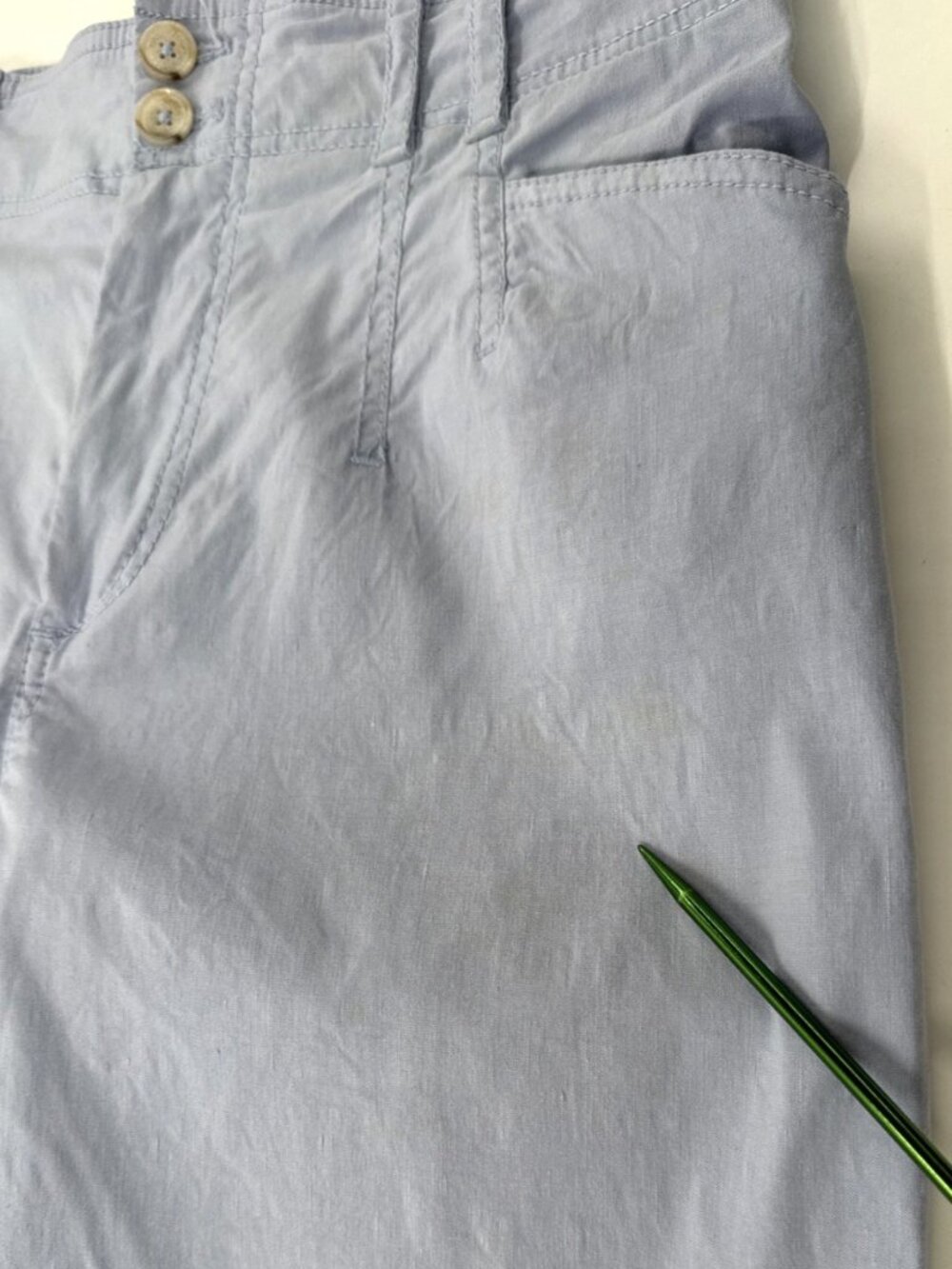Anthropologie Pants Womens 30x26 Blue High Waist Wide Leg Flare Linen Stretch - Picture 7 of 15